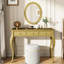 Coiffeuse de luxe dorée avec miroir ovale et 3 tiroirs de rangement, parfait pour les bijoux de maquillage, console de meuble-lavabo de fabrication élégante de haute qualité, matériau