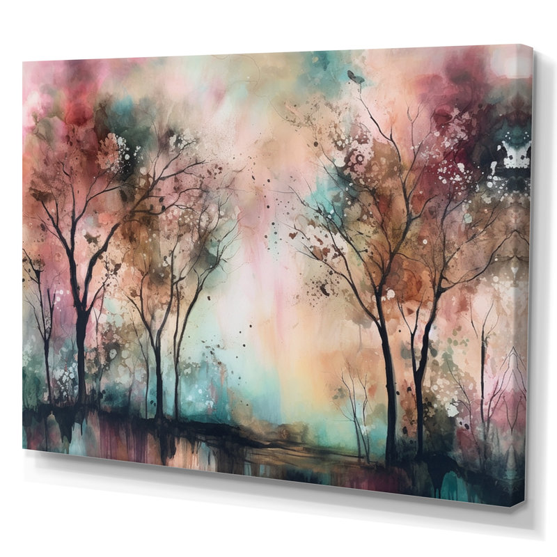 Arbres fantaisistes Rouvin I - impression, H 12 po x l 20 po x P 1 po, Toile tendue