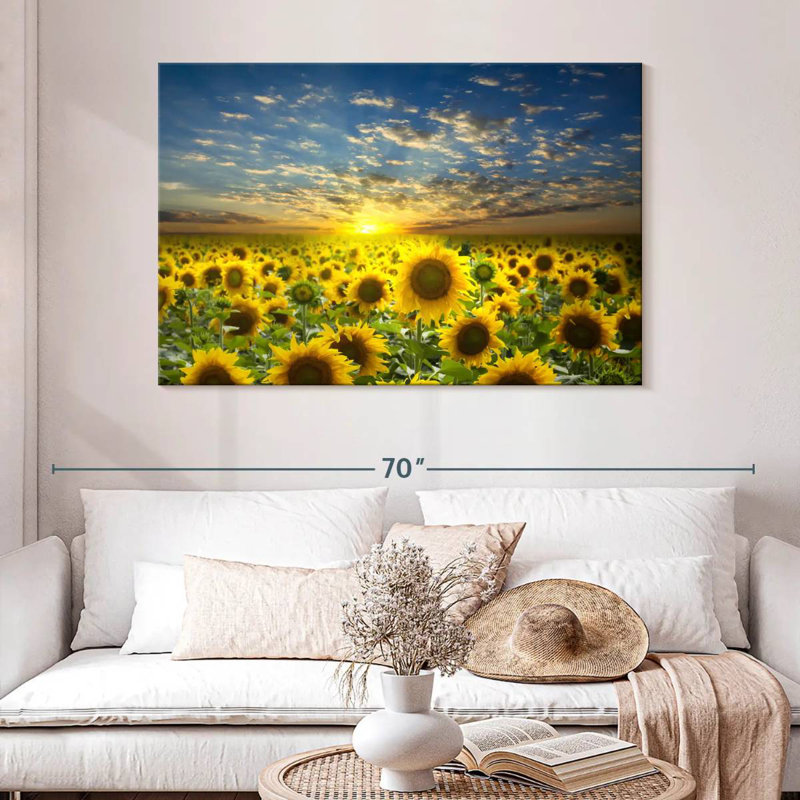 Alvord Sunflower Field Sunset Horizon, 32" H x 48" W