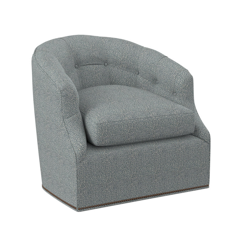 Chaise pivotante Calvert, Laiton délavé petit, Mélange de polyester cyan maya