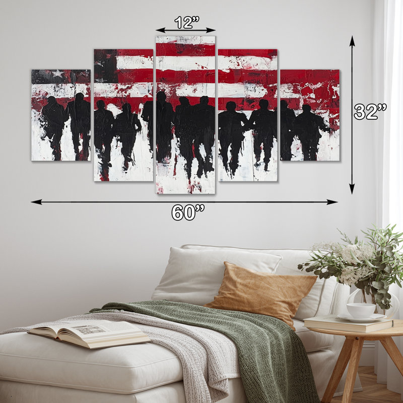 Marche silencieuse - art mural patriotiste américain - art mural moderne pour le salon, 5 pièces