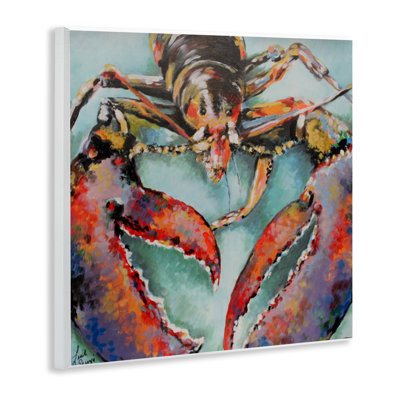 «Rocco Lobster Portrait», peinture sur bois par Linda Sperruche