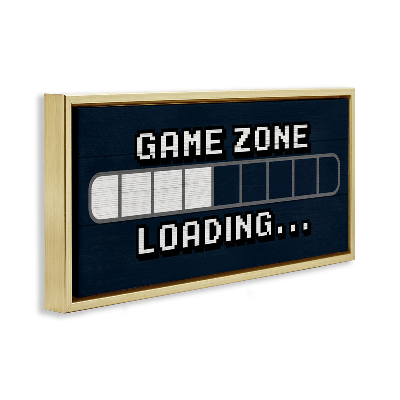 Pixels de chargement de la zone de jeu, H 11 po x l 25 po, Cadre flottant métallique doré
