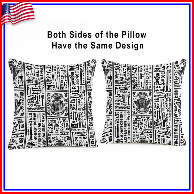 Hieroglyphics Pattern Double Sided Throw Pillows, 20 x 20 inches
