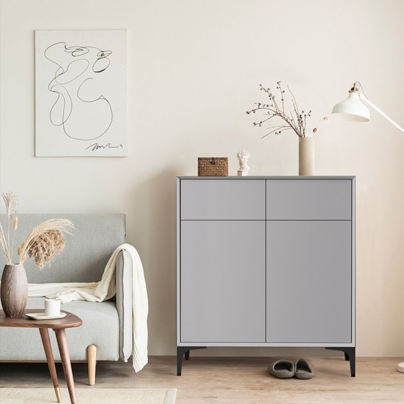 16 Pair Shoe Storage Cabinet, Gray