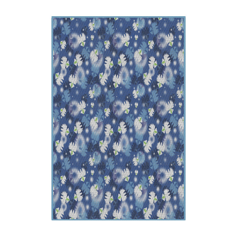 Tapis bleu/blanc tissé à la machine, Tapis de couloir 2 pi x 5 pi