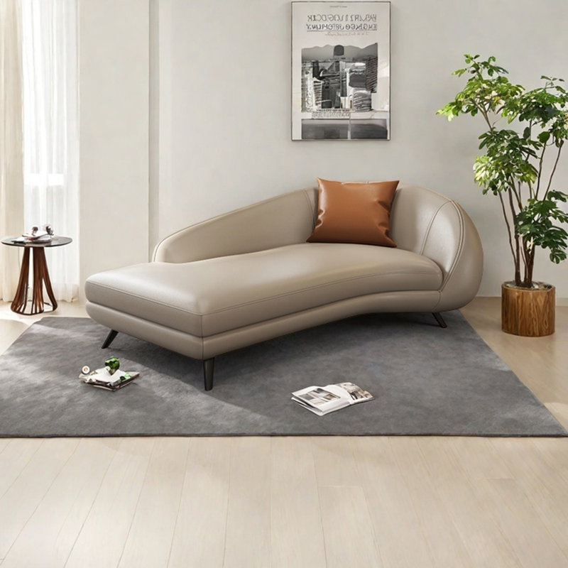 Fauteuil inclinable ergonomique en cuir Napa, Kaki pâle, Orienté à droite