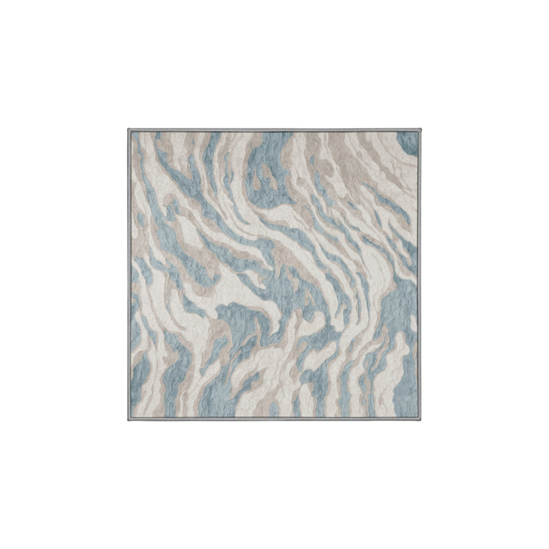 Tapis gris soyeux et moelleux, Carré 7 pi