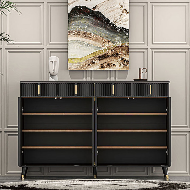 Rangement à chaussures romantique de style français, Noir, 40.16" H x 62.99" W x 13.39" D