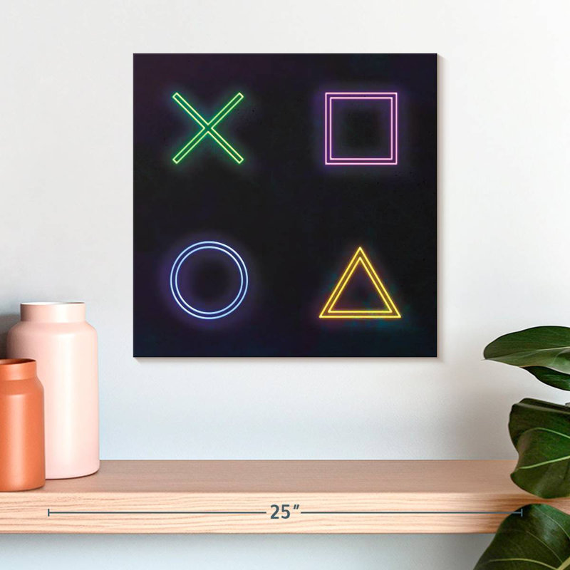 Keiraleigh Neon PlayStation Icons, 16" H x 16" W