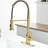 Hands Automatic Smart Faucet - Touchless With Modern Pull Down In Brushed Gold For Convenient Kitchen Use Stainless Steel 2-Inch Sensing Distance &