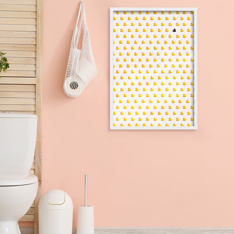 Z Studio Funny Bahtroom, décoration murale, mignon, rebelle, canard mignon, Bahtroom, affiche amusante pour chambre d'enfant, œuvre d'art amusante, impression de canard minimaliste 12 x 16 po, encadré blanc