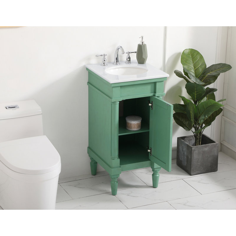 Ensemble de meuble-lavabo simple 18 po Lexington, Menthe rétro, Blanc ivoire
