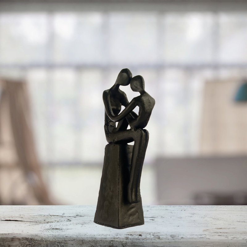 Jenna MOTHER & CHILD SITTING Iron Figurine 18cm, Mocha