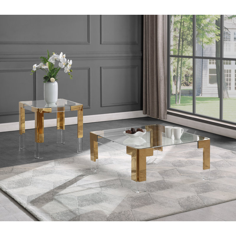 Casper Glass Top Coffee Table, Gold