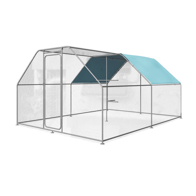 Chicken Run Coop with Waterproof Cover for Up to 15-20 Chickens, 78.74" H x 118.11" W x 118.11" D