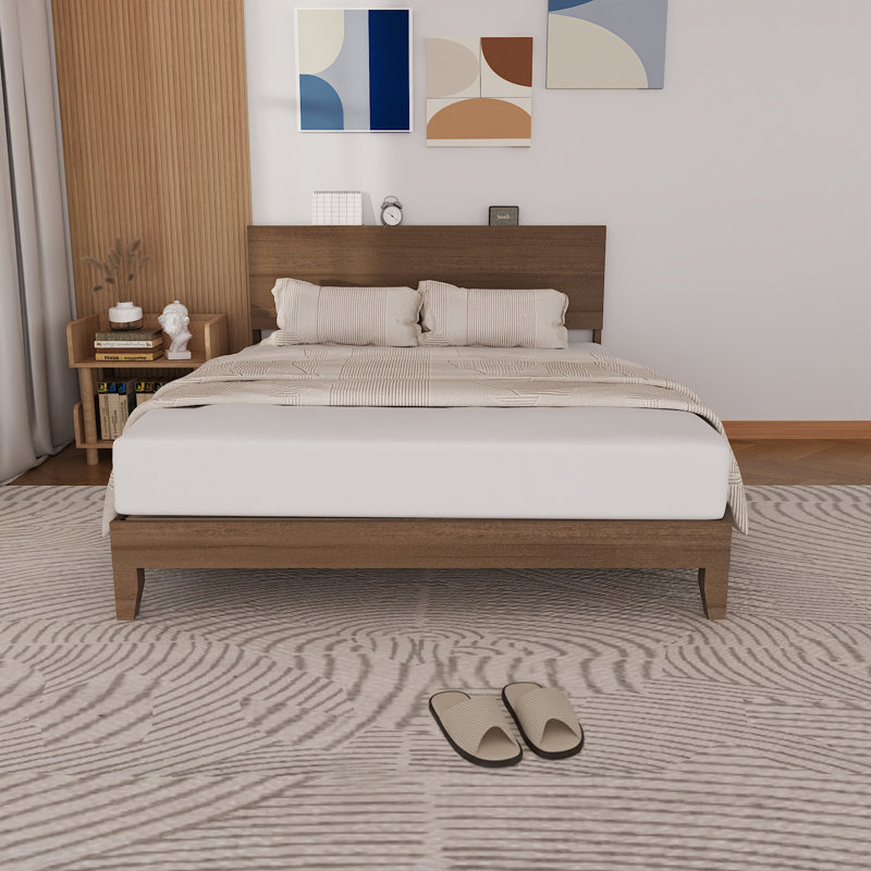 Solid Wood Platform Bed Frame, Full Bed Frame With Headboard Included, Full