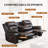 85.8" Faux Leather Reclining Sofa Breathable Leather Cushion Back Manual Reclining Sofa with Pillow Top Arm