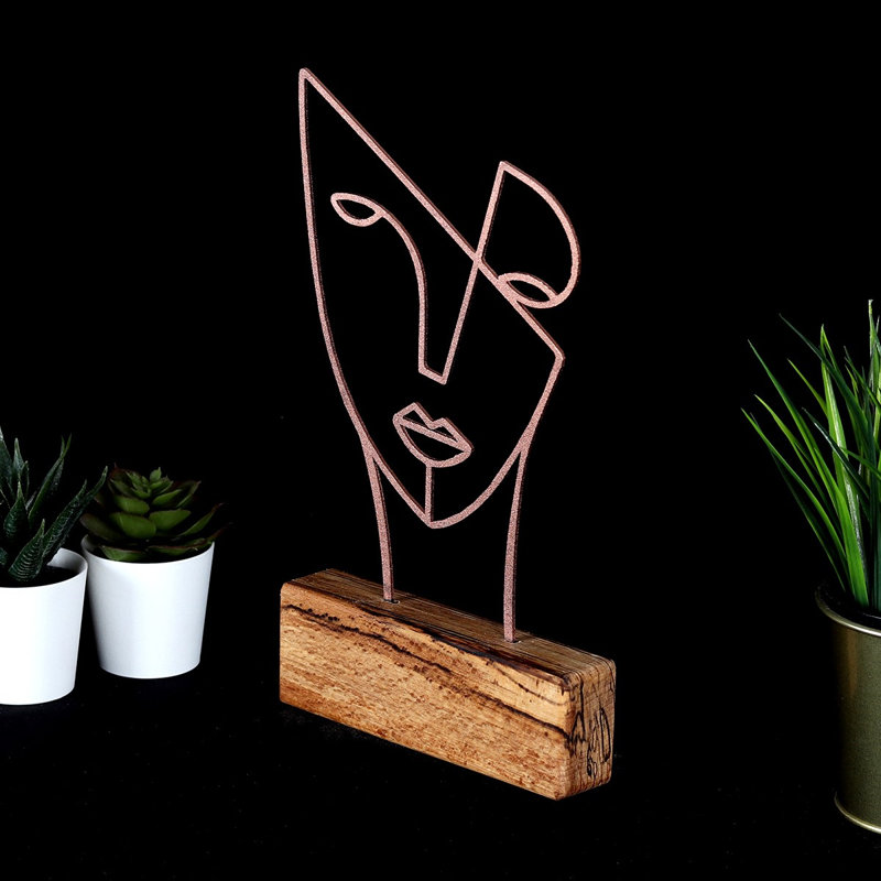 Elegant Decorative Object, Bronze Finish, 6.7 x 11.8 x 1.4 inches | 100% Metal with 2 mm Thickness, Base: 100% Wood | Perfect Accent for Home Decor, Stylish and Durable Design for Any Space