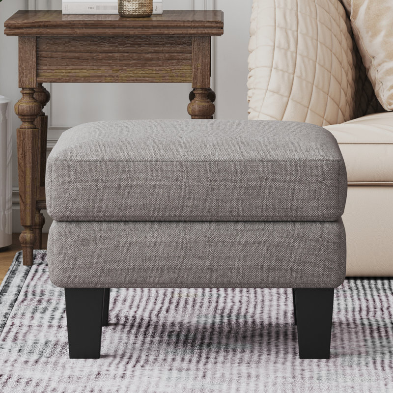Tabouret en tissu gris - idéal pour le couloir et le salon avec siège épais avec ressorts hélicoïdaux et base en bois massif à haut revêtement en éponge facile à assembler Dimensions 23 x 23 x 17,3 pouces