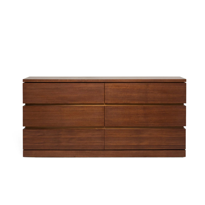 Commode 6 tiroirs Bolton, Noyer classique / laiton classique
