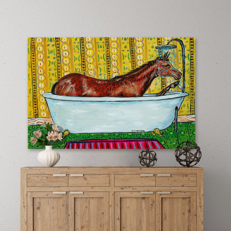 «Quarter Horse Bath» par Jay Schmetz, reproduction sur toile, H 12 po x l 18 po