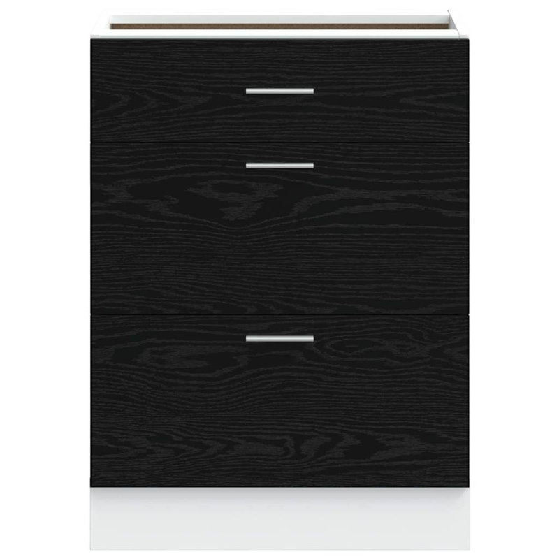 Vidaxl Kitchen Base Cabinet Riga Black Oak 60 X 46 X 81.5 Cm, 81.5cm H x 60cm W x 46cm D