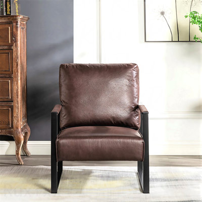Mid Century Modern Style Accent Chair With Durable Square Metal Frame, Armchair For Living Room, Bedroom, Home Office In Spotted Microfiber Perfect For Modern Lounges Upholstery