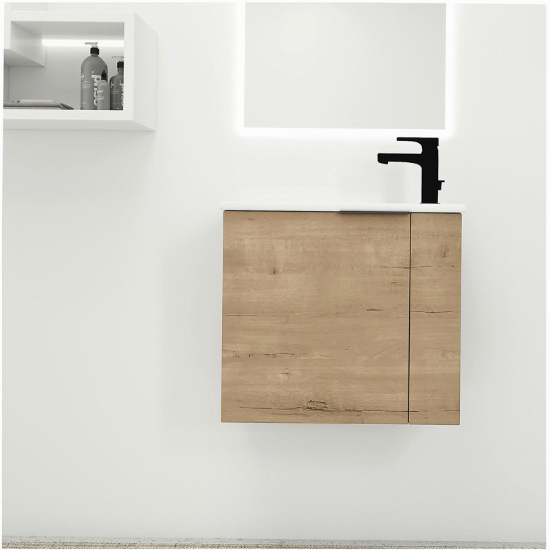 Meuble-lavabo de salle de bain avec lavabo 22 po pour petite salle de bain, meuble-lavabo flottant avec porte