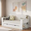 Lit de jour multifonctionnel avec tiroir de rangement, compartiments ouverts et table d'appoint hydraulique-678914094