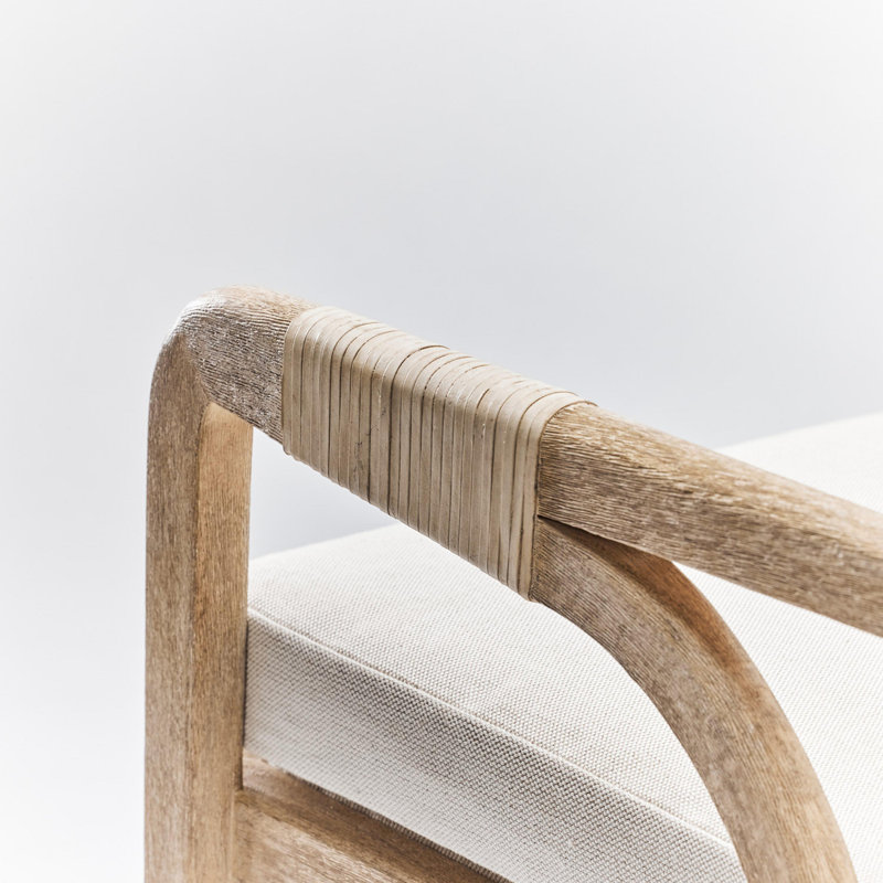 Delray Leather Arm Chair, White Ceruse