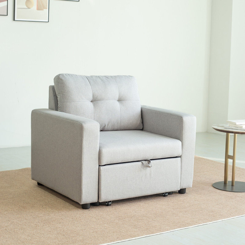 Linen Accent Chairs Bed - Single, Light Grey