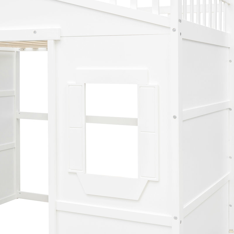 Lit mezzanine pleine grandeur avec échelle, White