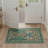 Peafowl Collection Vintage Machine Green Indoor Area Rug with Non-Slip Backing-824556291