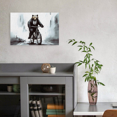 «Beared Cycling», reproduction d'art mural de la ville de l'ours contemporain abstrait