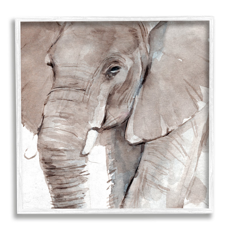 «9_Elephant Trunk Animal Portrait Grey Wrinkles Small Husks» par Art, H 17 po x l 17 po, Giclée encadrée blanc bord de mer