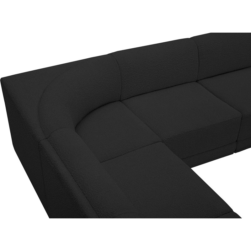 Ollie 5 - Piece Upholstered Sectional, Black Boucle Fabric
