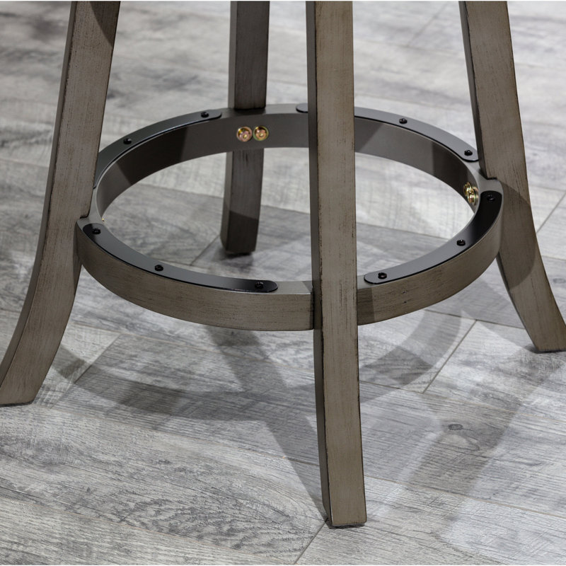Tabouret pivotant gris vieilli de 30 po avec tissu gris anthracite, Gris, Gris anthracite