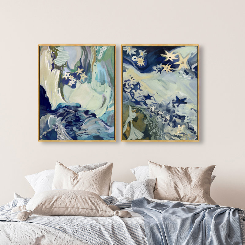 Mermaid Dream Set Set by Oliver Gal, 42"H x 34"W, Gold Floater Frame