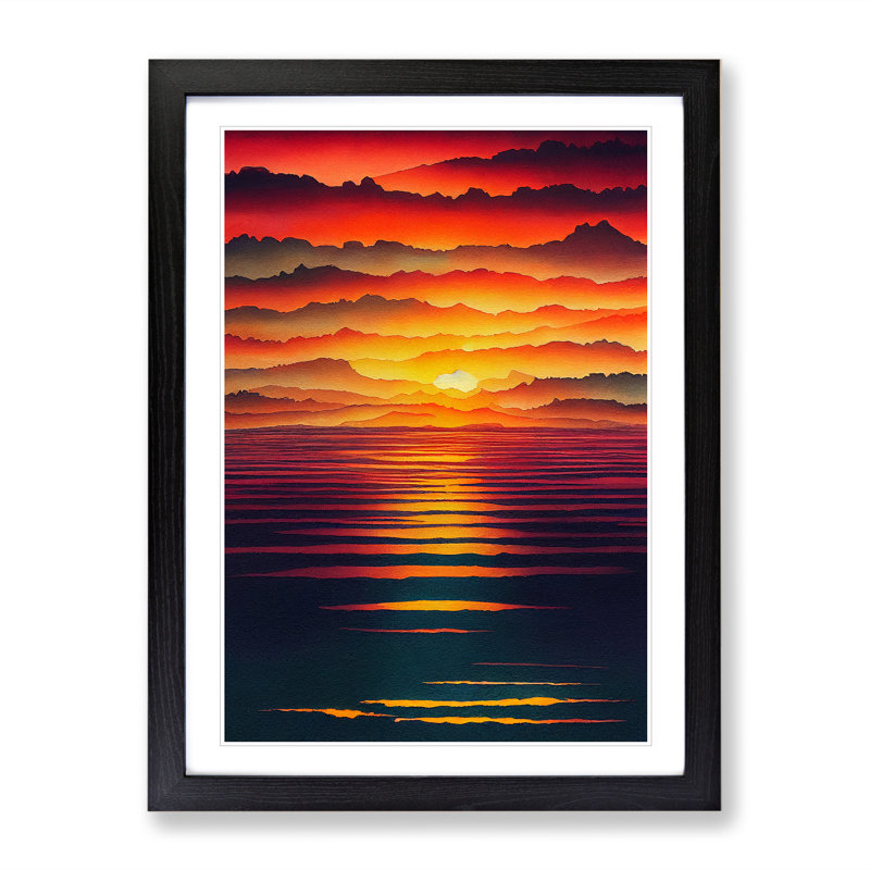 Graceful Ocean Sunset - Single Picture Frame Painting, Black, 64cm H x 46cm W x 2cm D