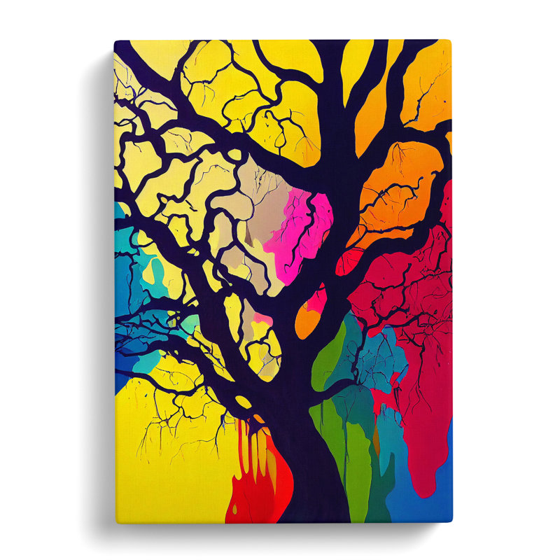 A Colourful Abstract Tree No.2 - Wrapped Canvas, 60cm H x 40cm W x 3cm D