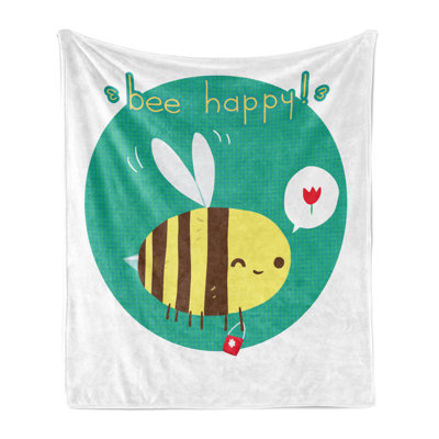 Ambesonne Queen Bee Fleece Throw Blanket Winking Bumblebee Multicolor