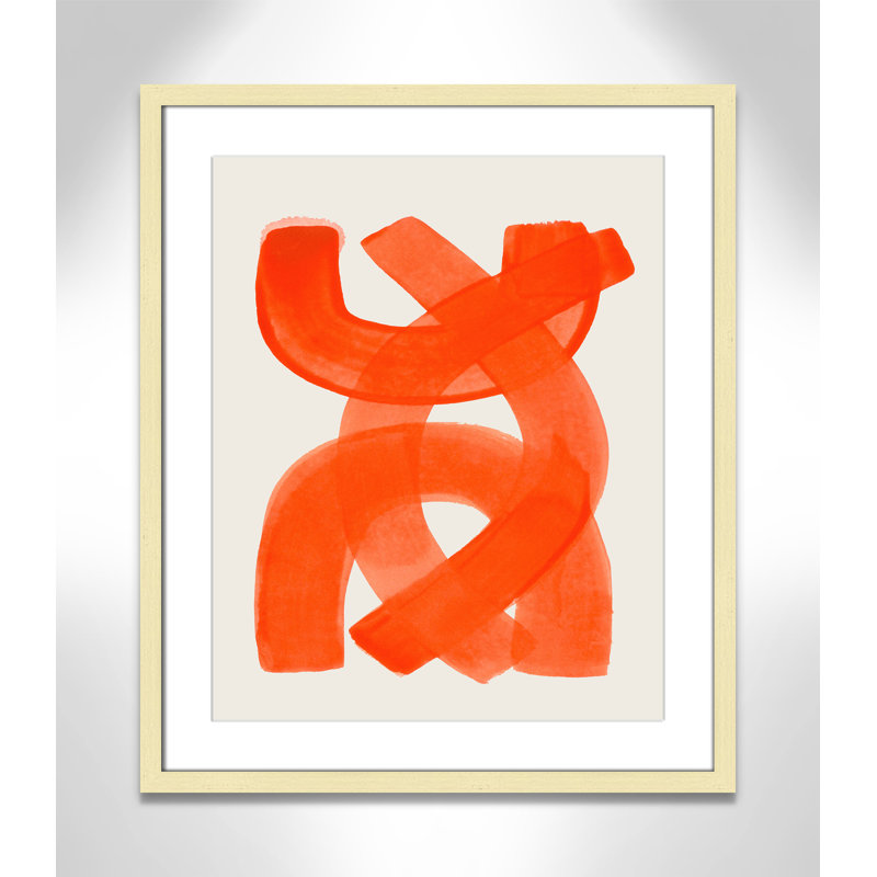 «Orange Strokes Print» par Haniff, L 21,5 po x H 25,5 po, Imprimé mat, Matte Gold