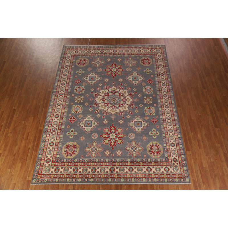 Gray Geometric Kazak Oriental Area Rug