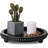 Round Wooden Decorative Tray For Coffee Table - Rustic Farmhouse Style With Beaded Distressed Design - Versatile Centerpiece For Living Room, Dining Room, Kitchen Counter And Entryway-481415652-481415648