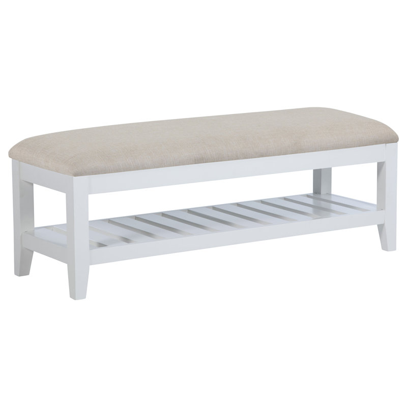 Banc rembourré rectangulaire avec tablette Bexhill - blanc