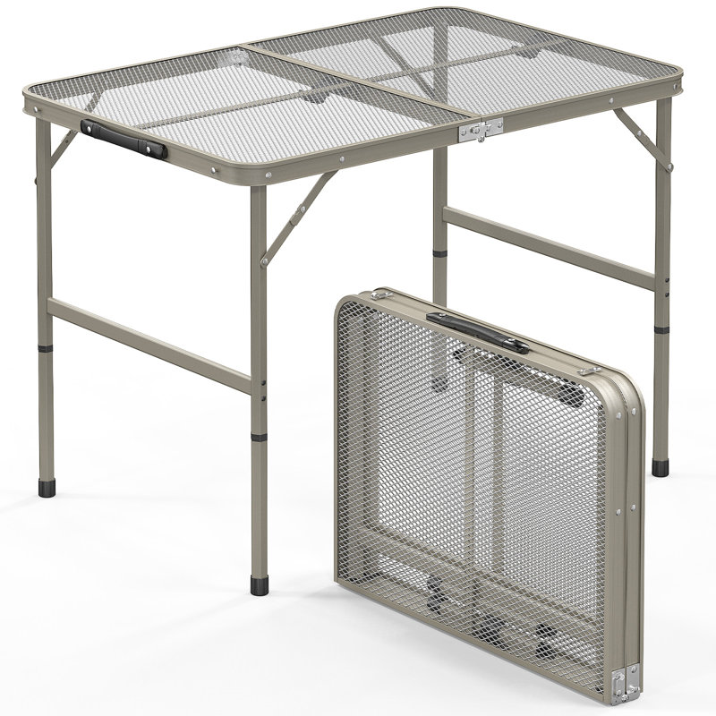 3 pi. Table de patio pliante rectangulaire, Gris