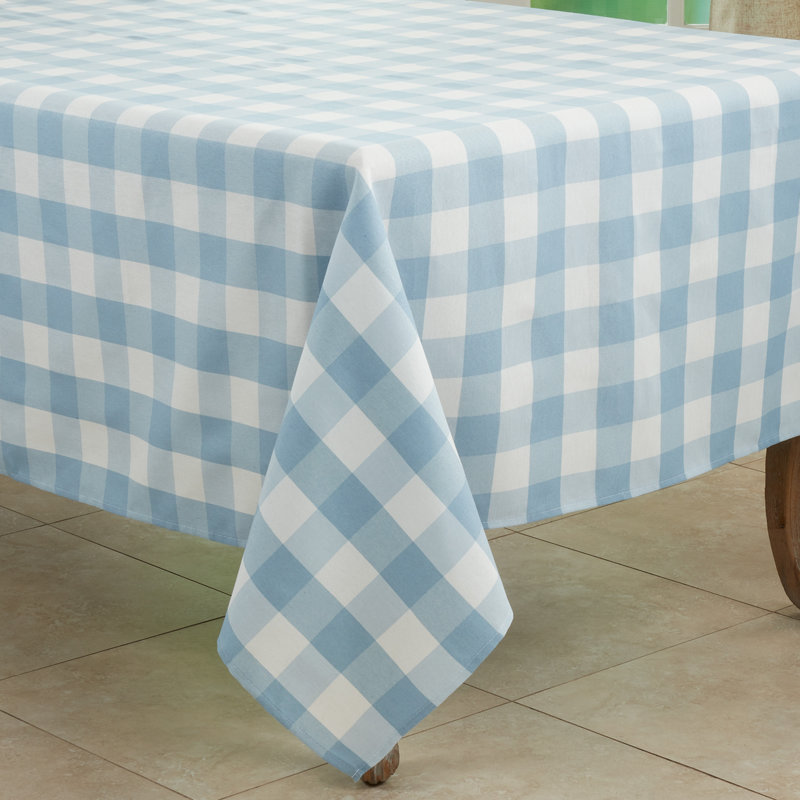 Salerno Buffalo Plaid Tablecloth, 16" W x 108" L, Blue