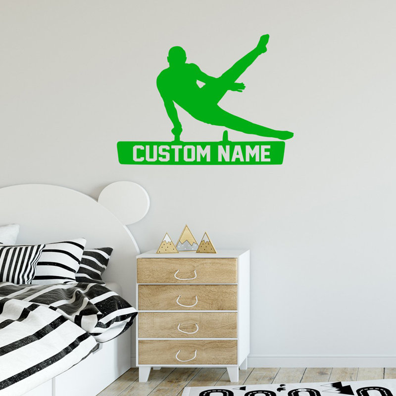 Adhésif décoratif Trinx Gymnastic avec nom personnalisé - CS44, H 23 po x l 30 po, Vert