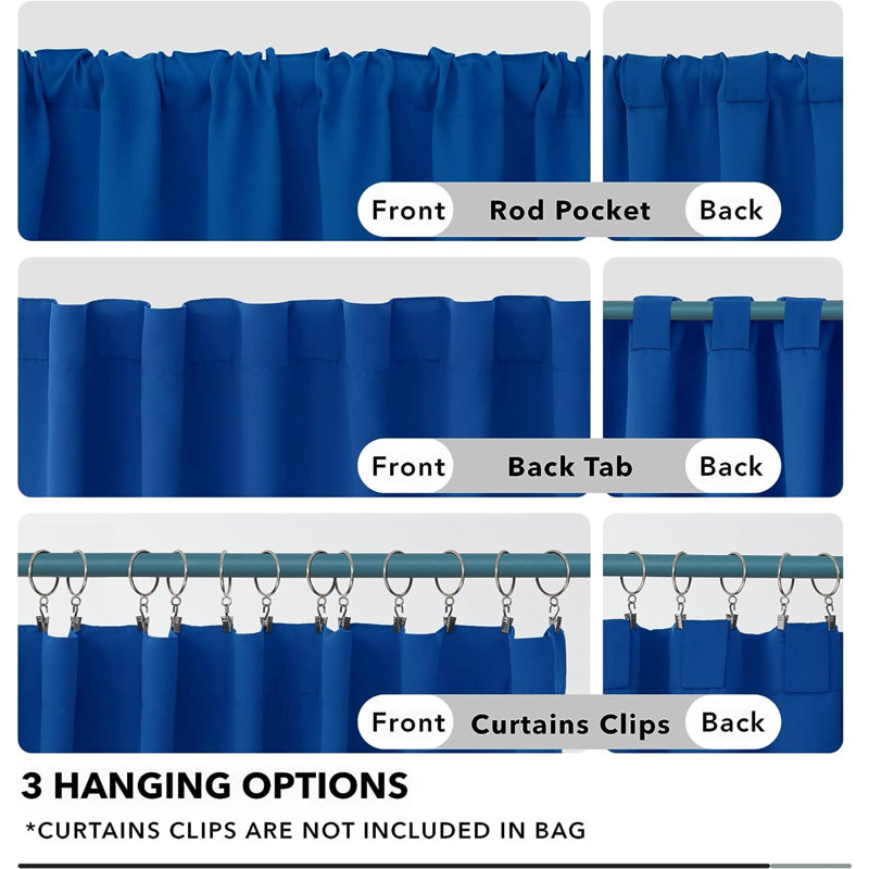 Blackout Curtain Pair, Royal Blue, 52" W x 84" L